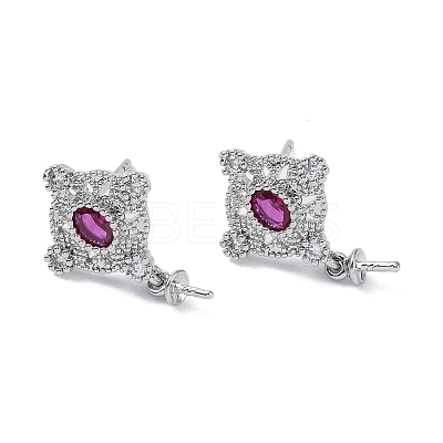 Brass Cubic Zirconia Rhombus Stud Earring Findings LS-KK-B087-04P-1-1
