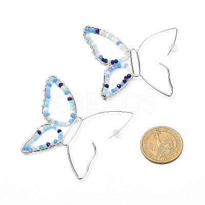 Butterfly Glass Beads Dangle Earrings for Girl Women EJEW-JE04658-01-1