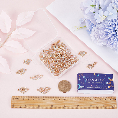 48Pcs 6 Styles Alloy Crystal Rhinestone Connector Charms RB-SC0001-10-1