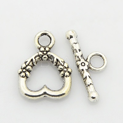 Tibetan Style Alloy Heart Toggle Clasps PALLOY-J471-27AS-1