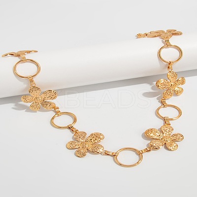 Alloy Flower Link Chain Waist Belly Chains for Women FS-WG73841-02-1