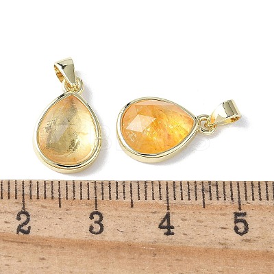 Natural Yellow Quartz Charms G-L553-47G-02-1