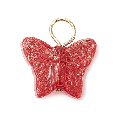 Spray Painted Glass Butterfly Pendants PALLOY-JF03847-02-1