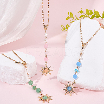 3Pcs 3 Colors Zinc Alloy Sun Pendant Decorations AJEW-SC0031-24-1