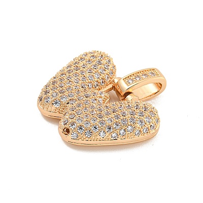Brass Micro Pave Clear Cubic Zirconia Pendants KK-B099-01G-W-1
