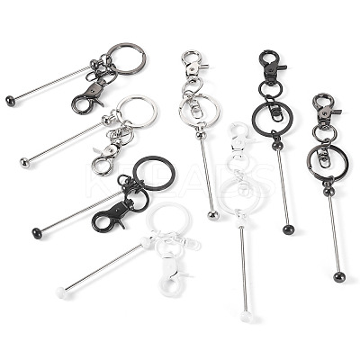 8Pcs 4 Colors Alloy Beadable Bar Keychain for DIY Crafts Jewelry Making KEYC-TA0001-36-1