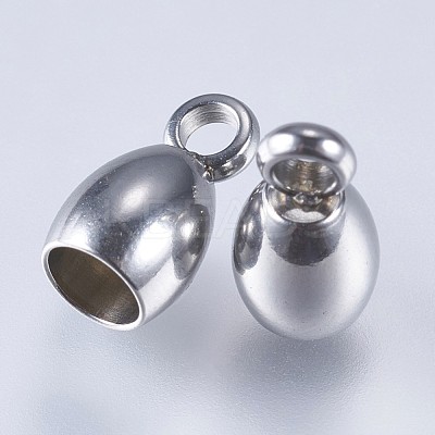 Tarnish Resistant 201 Stainless Steel Cord Ends STAS-F145-02P-8x4mm-1
