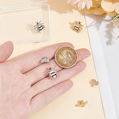 6Pcs 6 Styles Bees Zinc Alloy with Enamel Watch Band Studs FIND-UN0003-39-1