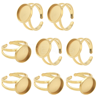 8Pcs 304 Stainless Steel Cuff Ring Settings STAS-BBC0008-13B-1
