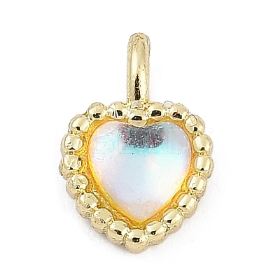Brass Micro Pave Clear Cubic Zirconia Charms KK-G522-52G-1