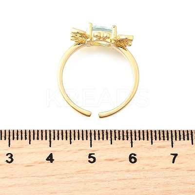 Ocean Theme Brass Micro Pave Cubic Zirconia Cuff Rings for Women RJEW-F184-17F-G-1