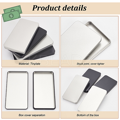 4Pcs 2 Colors Tinplate Box CON-FG0001-11-1