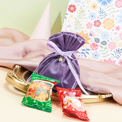 Velvet Jewelry Bags with Drawstring & Plastic Imitation Pearl TP-CJC0001-03H-1