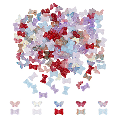 200Pcs 10 Style Transparent Spray Painted Glass Beads GLAA-FH0001-70-1