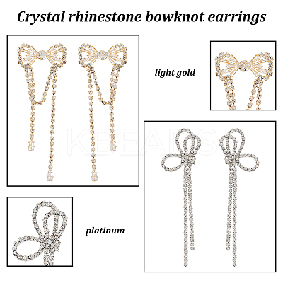2 Pairs 2 Style Crystal Rhinestone Bowknot Dangle Stud Earrings EJEW-AN0002-31-1