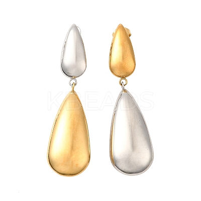 304 Stainless Steel Two Tone Dangle Stud Earrings EJEW-M104-01A-PG-1