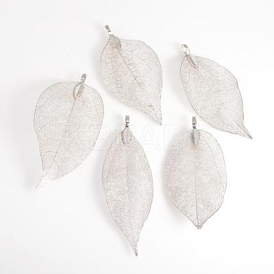 Electroplated Natural Leaf Big Pendants IFIN-Q119-01K-1