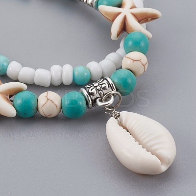 Cowrie Shell Multi-strand Bracelets BJEW-JB04085-1
