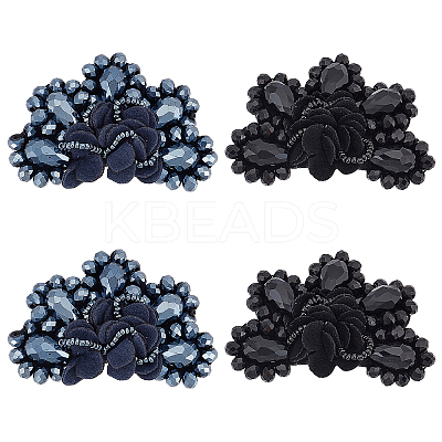 AHADEMAKER 4Pcs 2 Colors Glass Rhinestone Sew on Ornament Accessories FIND-GA0002-16-1