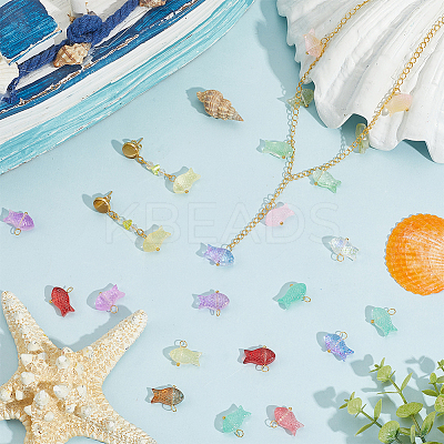 100Pcs Transparent Spray Painted Glass Pendants FIND-SC0020-60-1