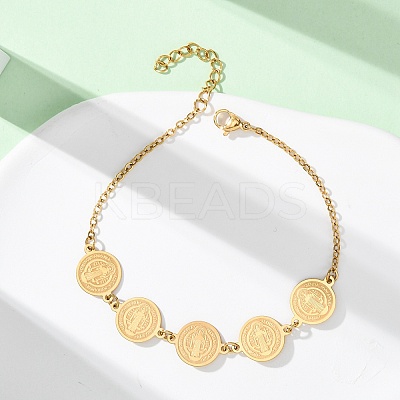 Religion 304 Stainless Steel Link Bracelets for Women BJEW-F524-03G-1