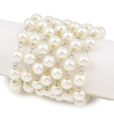 Handmade Glass Pearl Beaded Chains for Necklaces/Bracelets Making AJEW-PH00633-02-1