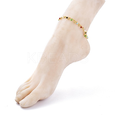 Brass Curb Chains Anklets AJEW-AN00310-1