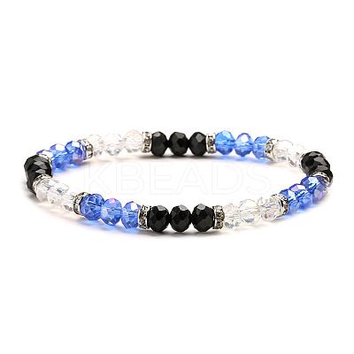 Fashionable Faceted Rondelle Glass Beads Stretch Bracelets for Women Girls Gift TQ6391-1-1