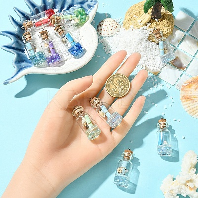 10Pcs Glass Wishing Bottle Pendant Decorations GLAA-YW0005-08-1