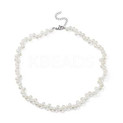 Glass Teardrop Beaded Necklaces NJEW-JN04273-01-1