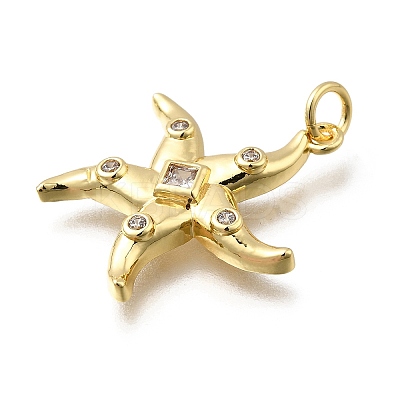 Brass Micro Pave Clear Cubic Zirconia Pendants KK-G525-11G-1