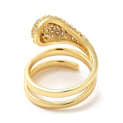 Brass Micro Pave Cubic Zirconia Wrap Cuff Rings RJEW-P098-18G-1