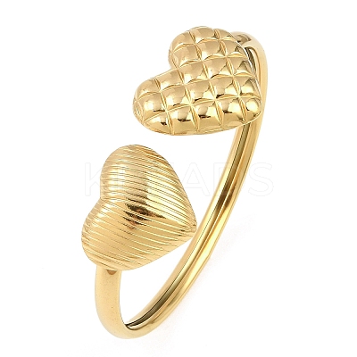 304 Stainless Steel Heart Cuff Bangles for Women LS-BJEW-A154-01B-G-1