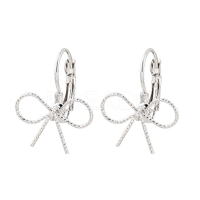 Bowknot Brass Leverback Earrings EJEW-A150-04A-P-1
