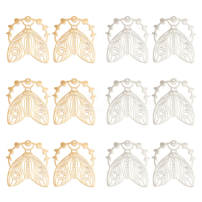 12Pcs 2 Colors 201 Stainless Steel Pendants STAS-DC0012-21-1