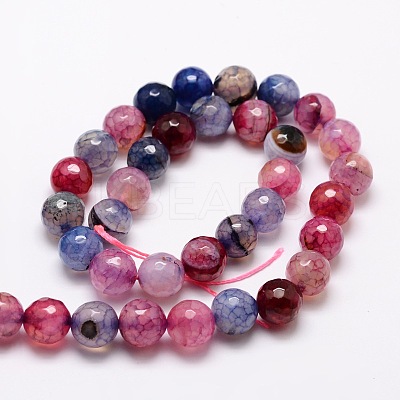 Dyed Natural Agate Faceted Round Beads Strands X-G-E320E-8mm-02-1