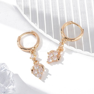 Brass Micro Pave Clear Cubic Zirconia Leverback Earrings EJEW-K300-14G-1