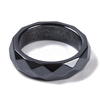 Magnetic Synthetic Hematite Finger Ring for Men Women RJEW-A047-01A-1