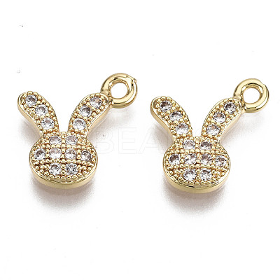 Brass Micro Cubic Zirconia Bunny Charms KK-N231-124-NF-1