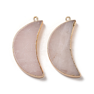 Electroplate Natural Rose Quartz Pendants G-XCP0001-21-1