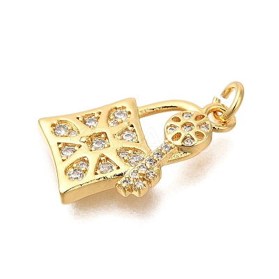 Rack Plating Brass Micro Pave Cubic Zirconia Pendants ZIRC-F142-12D-G-1