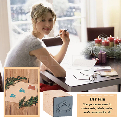 Wooden Stamps with Rubber DIY-WH0002-65H-1