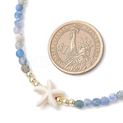 5Pcs 5 Colors Summer Beach Natural Amethyst & Green Aventurine & Dyed Agate Round Beaded Necklaces NJEW-JN05262-1