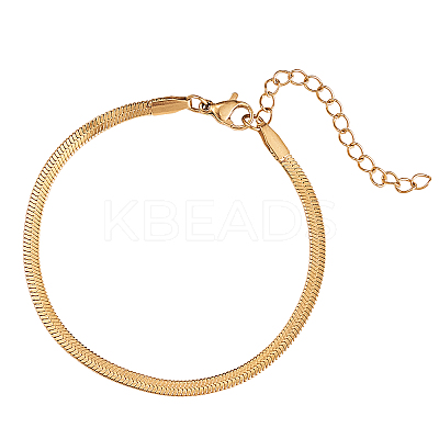 3mm 304 Stainless Steel Flat Snake Dome Herringbone Chain Link Bracelet for Men Women BJEW-CJC0001-02B-1