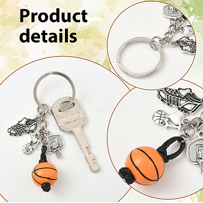 20Pcs Alloy & Wood Keychain KEYC-SC0001-59B-1