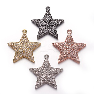 Brass Micro Pave Cubic Zirconia Pendants ZIRC-E158-02-1