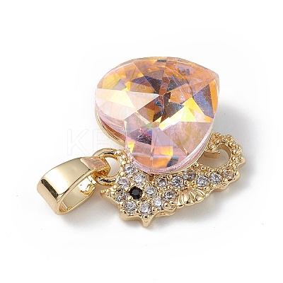 Real 18K Gold Plated Rack Plating Brass Micro Pave Cubic Zirconia Pendants KK-C015-02G-03-1
