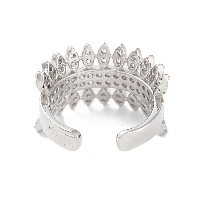Rack Plating Brass Micro Pave Cubic Zirconia Cuff Rings RJEW-D025-09P-1