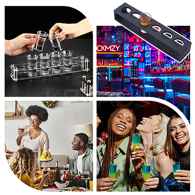 6 Round Holes Acrylic Shot Glasses Holders AJEW-WH0651-27-1