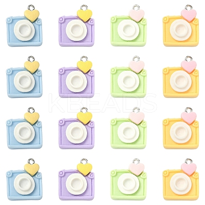 20Pcs 4 Colors Opaque Resin Pendants RESI-YW0005-42-1